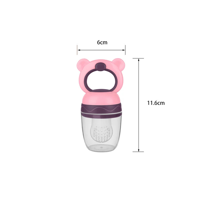 1 Pc Baby Fruit Feeder Pacifier Bear Design For Food Feeding Silicone Mesh Bag Bite Vegetable And Juice Toddler Teething Toy