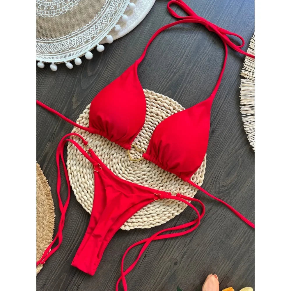 Women's Sexy Halter Triangle Bikini Set – Brazilian Two-Piece Swimwear