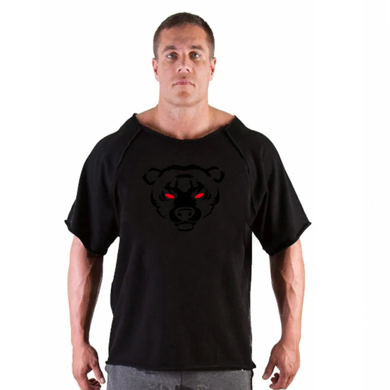 Men’s Gym & Fitness T-Shirt – Breathable, Oversized, Vintage Graphic Short Sleeve Cotton Top
