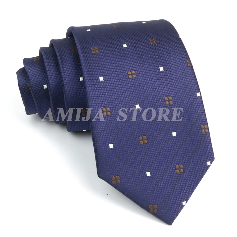 Men’s Jacquard Neck Ties 7cm – Floral & Stripe Design Necktie for Wedding, Party, Business & Daily Wear Gift