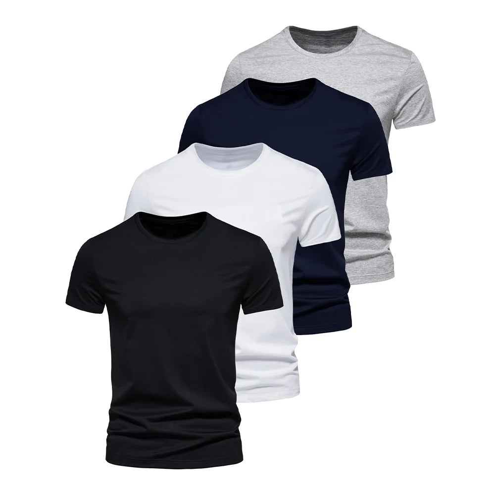 Men's Fashion Cotton Tshirt– Unisex, Short Sleeve, Casual, Solid Color, O-Neck