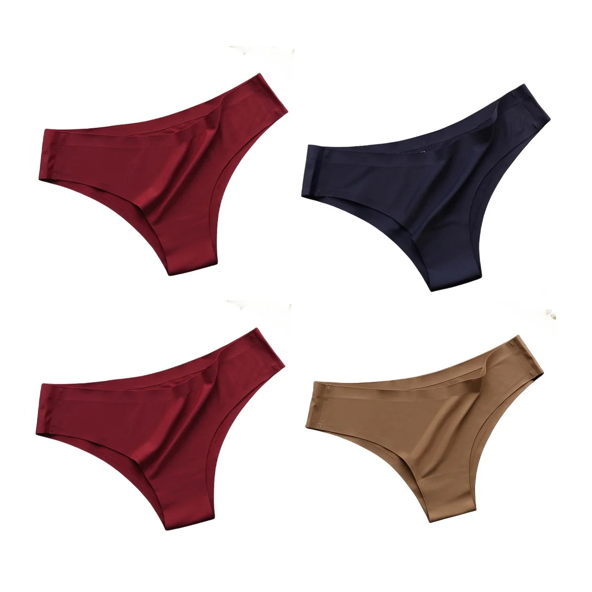 4PCS Seamless Ice Silk Panties – Women’s Low Waist