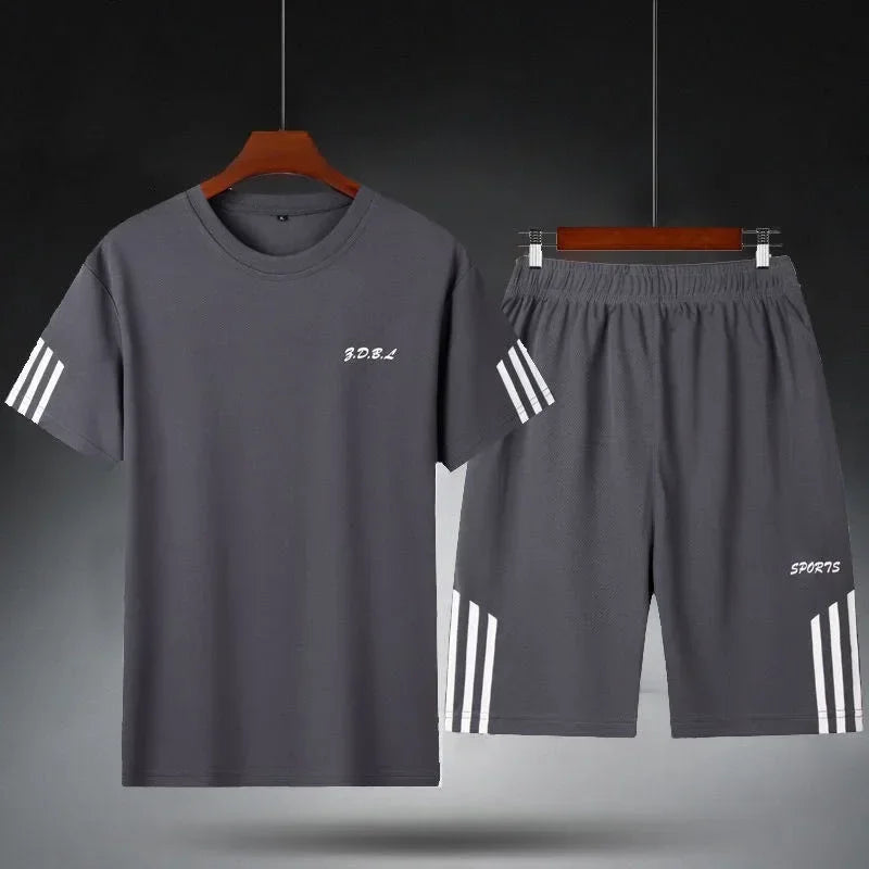 Men’s Summer Look Set – Loose T-Shirt & Shorts for Fitness, Sleep & Lounge