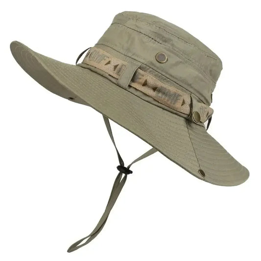 Summer Men’s Bucket Hat — Outdoor UV Protection Wide Brim Safari, Hiking & Beach Fisherman Cap with Mesh Design