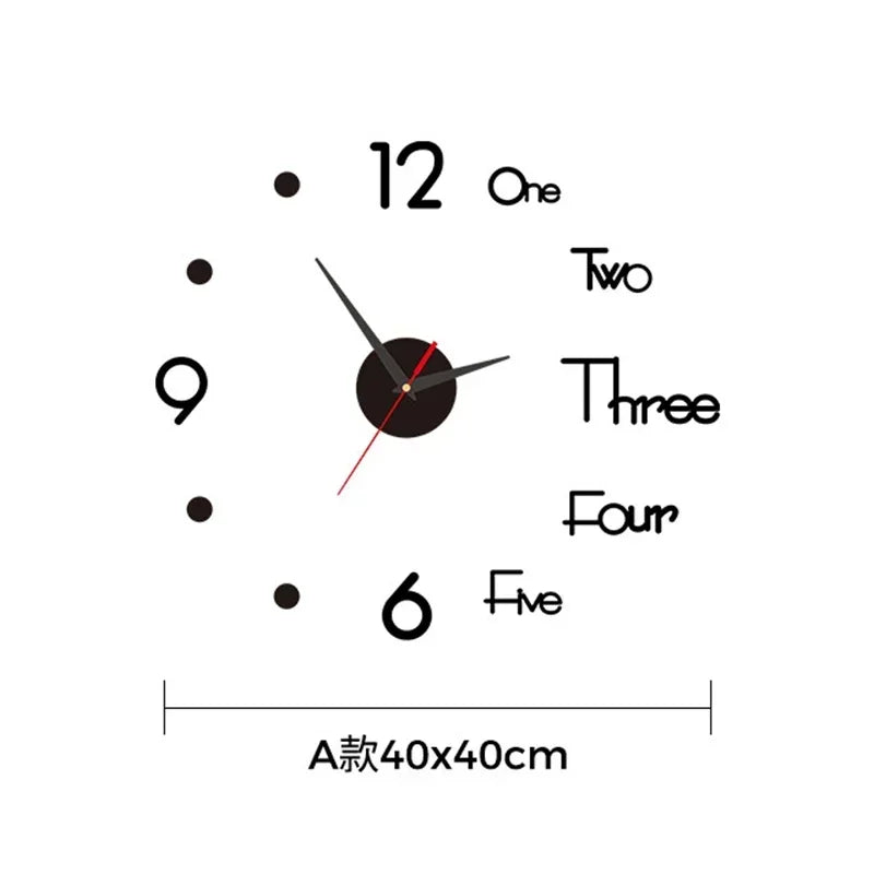 Large 3D DIY Silent Wall Clock – Modern, Punch-Free, Black/Gold/Silver