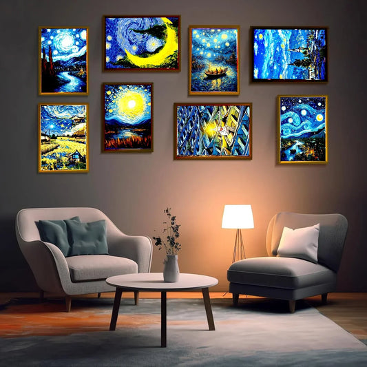 LED Moon Lamp Night Light — Van Gogh Starry Sky Wall Art for Bedroom & Office, Perfect Friend Gift