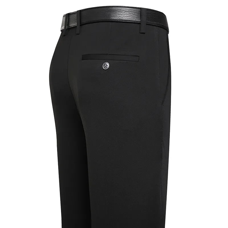 Men’s Business Casual Suit Pants – Straight Fit, Elastic Waist