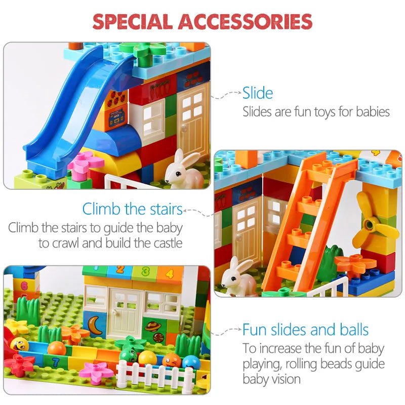 153PCS Large Roof & Slide Blocks – City House Set