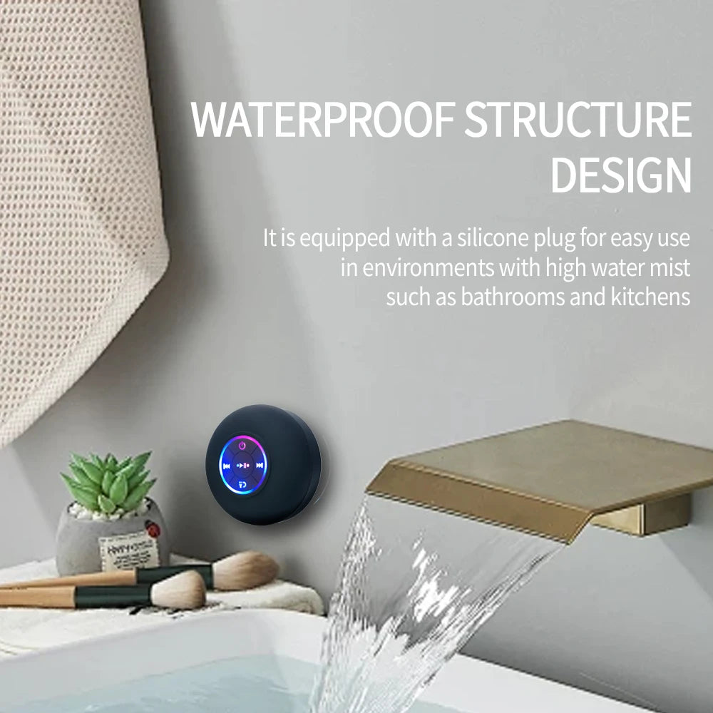 Portable Bluetooth Speaker – Waterproof LED Suction Cup Stereo