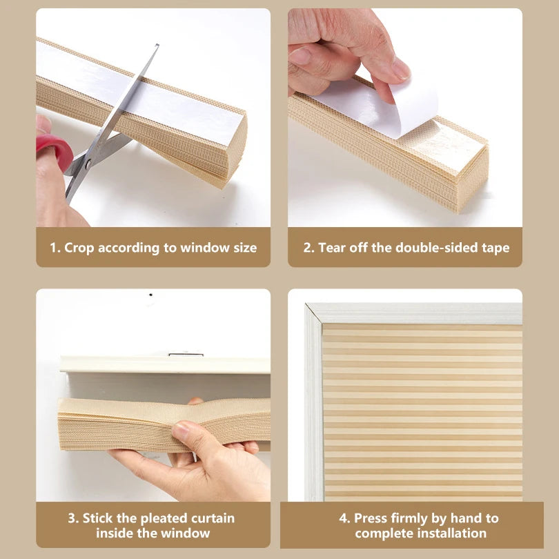 Adhesive Pleated Window Shades – Non-Woven Blackout Zebra Blinds .