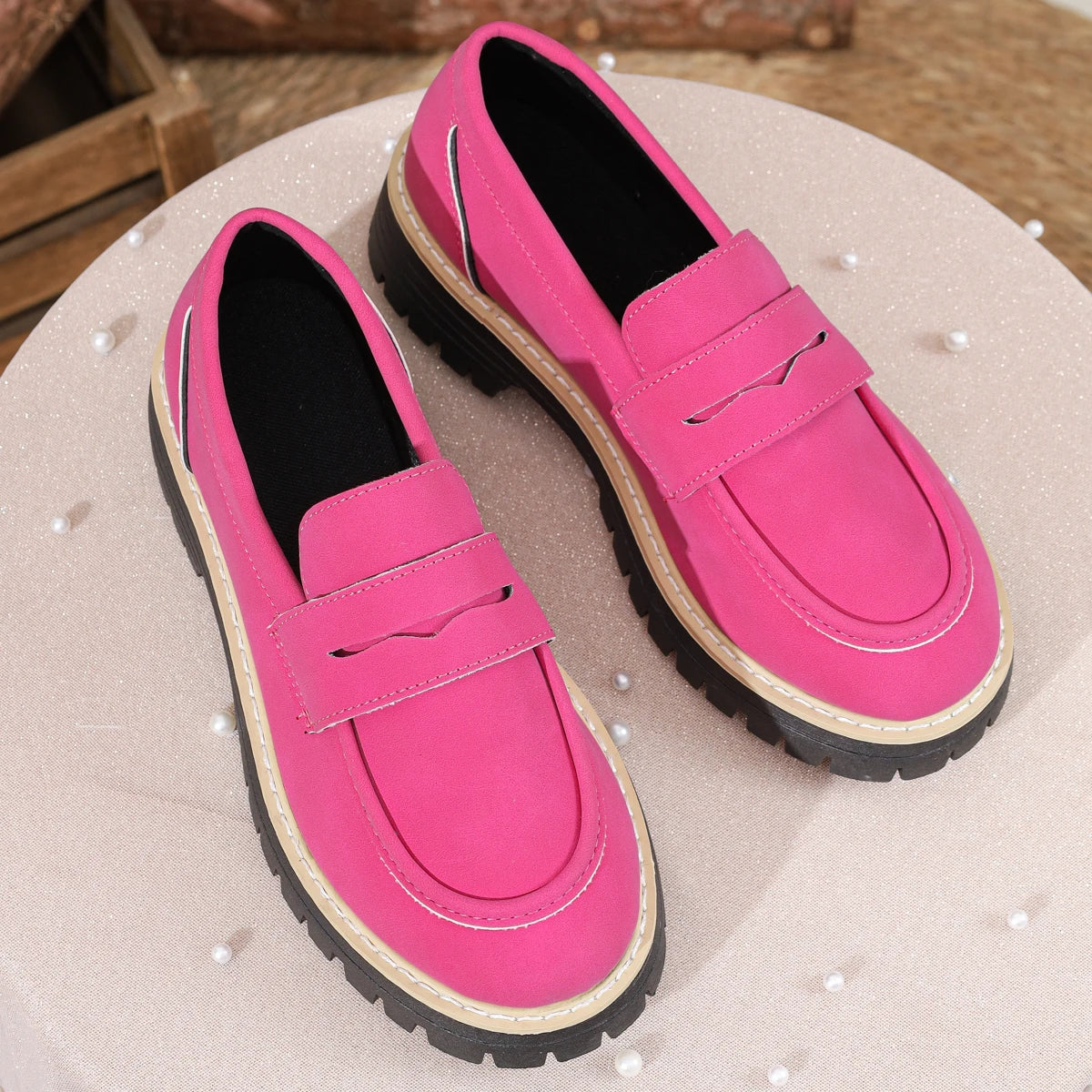 Women’s Fashion Loafers – 2025 Spring/Autumn Low-Top Thick Heel Casual Shoes (36–43)