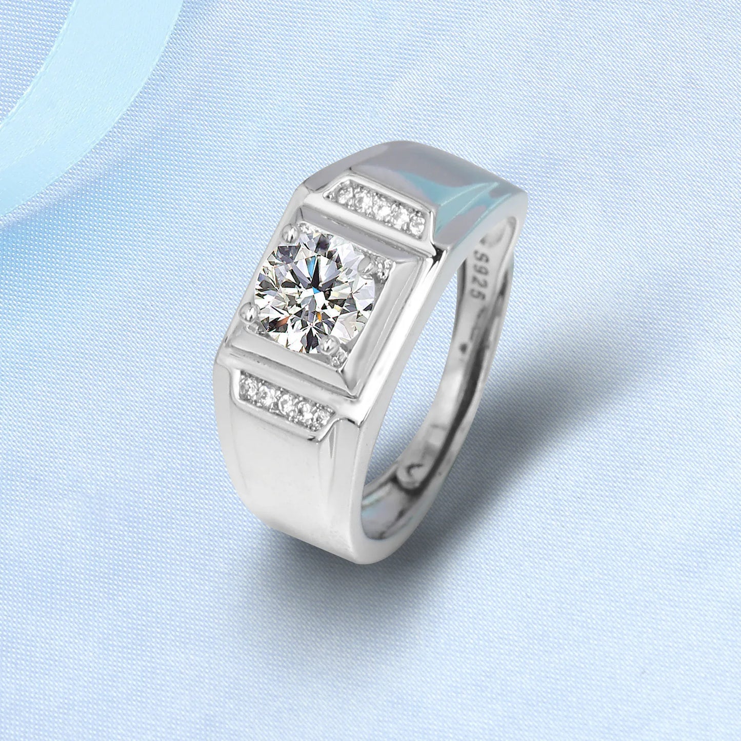 925 Sterling Silver Adjustable Crystal Ring – Fashion Wedding & Engagement Jewelry for Men