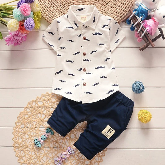 Summer Boys' Printed Shirt & Shorts Set – Cotton Baby Outfit