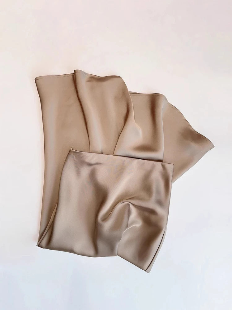 Summer Satin High Waist Fishtail A-Line Skirt for Women