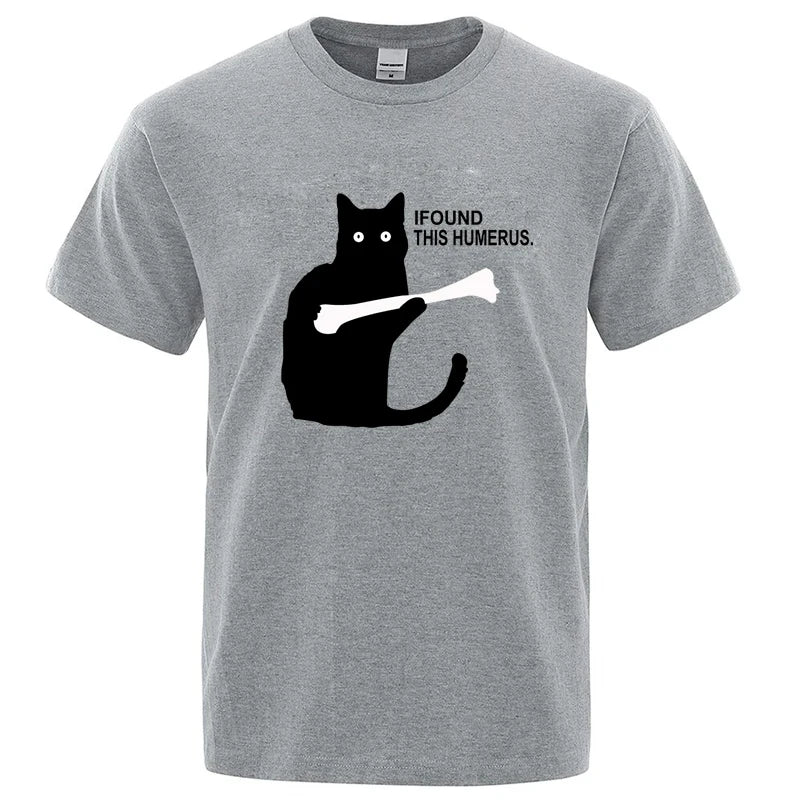 Summer Men's T-shirt High Quality 100% Cotton Funny Cat Printing Casual Cool Loose O-neck Graphic Male T Shirts for Men Tops