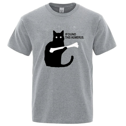 Summer Men's T-shirt High Quality 100% Cotton Funny Cat Printing Casual Cool Loose O-neck Graphic Male T Shirts for Men Tops