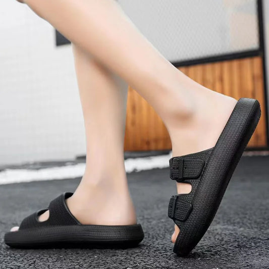 Men’s Summer Platform Sandals – Soft Sole, Adjustable Buckle, Non-Slip Flip Flops for Home & Beach Comfort