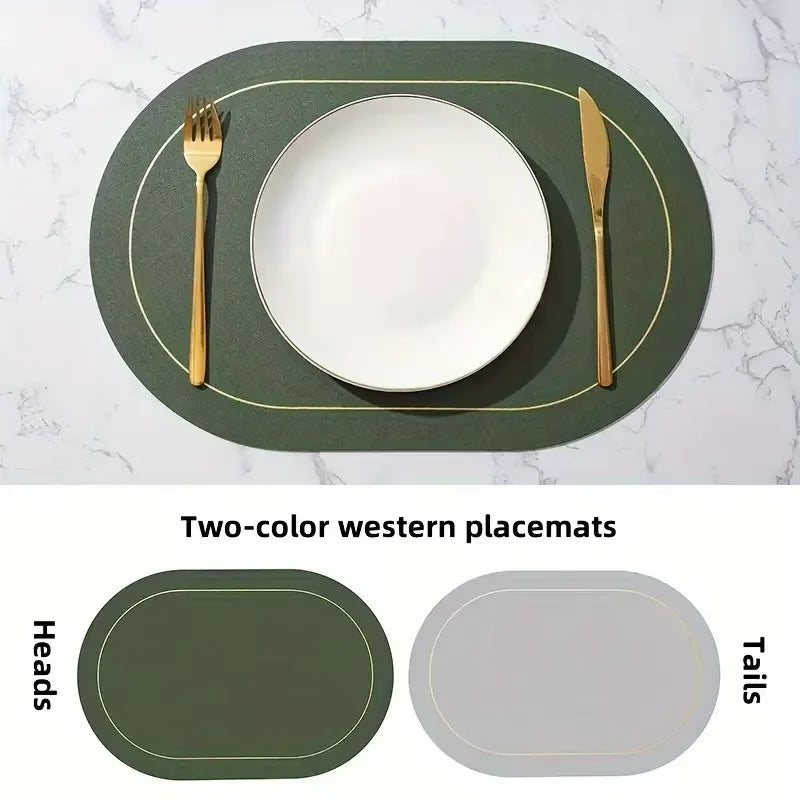 Oval Leather Placemats – Heat Resistant Washable Table Mats