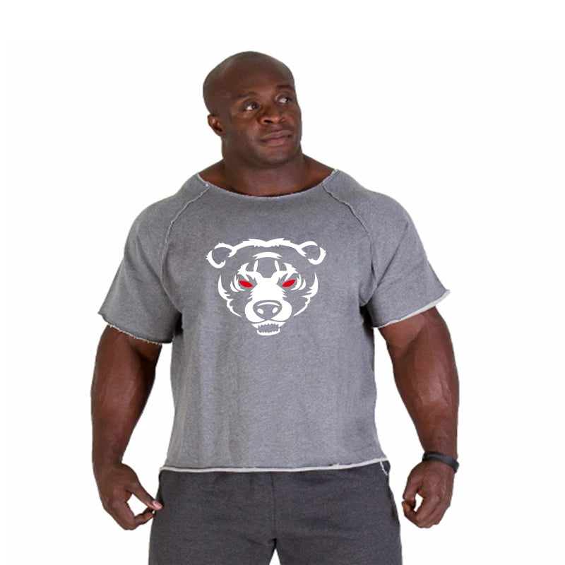 Men’s Gym & Fitness T-Shirt – Breathable, Oversized, Vintage Graphic Short Sleeve Cotton Top
