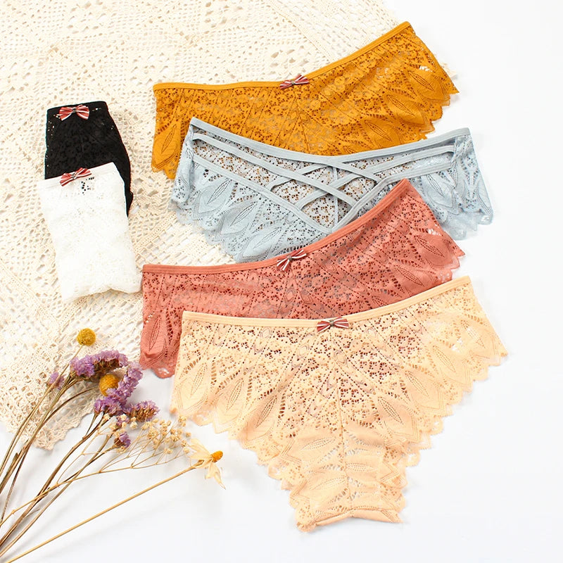 Sexy Women’s Lace Panties – Low-Waist Transparent Breathable Lingerie