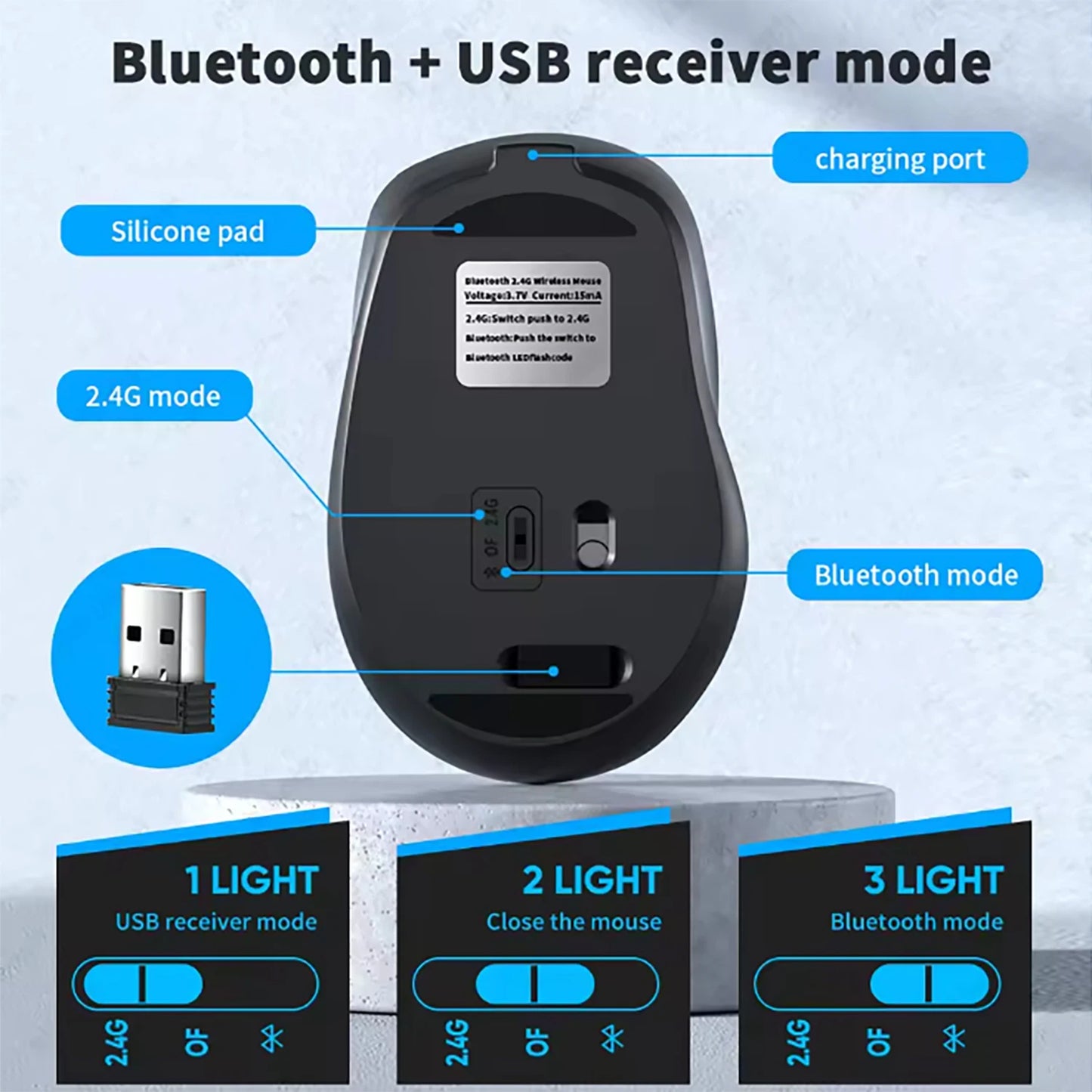 Bluetooth Wireless Mouse – Silent, Rechargeable, Multi-Device Compatible