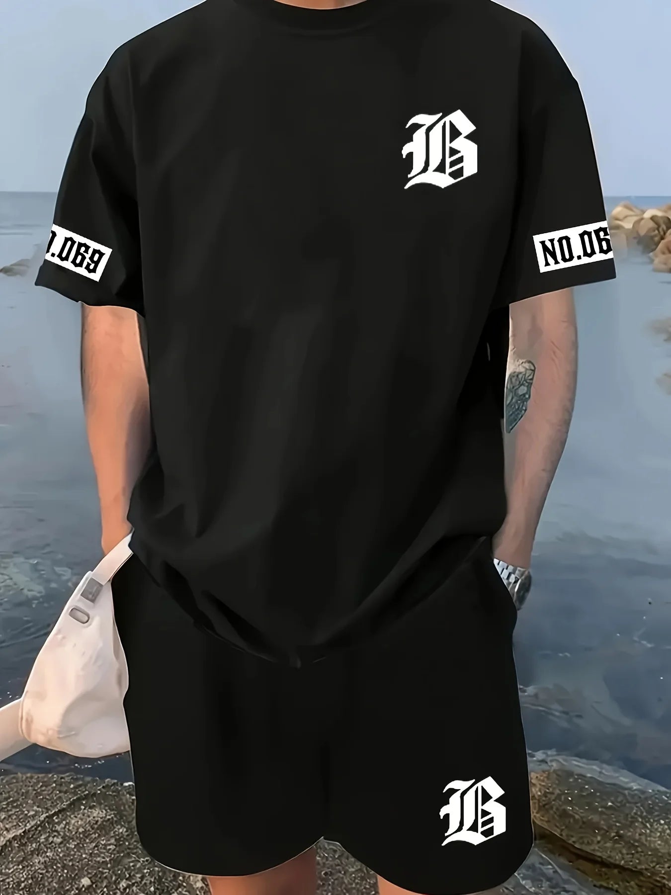 2025 Men's Summer Set – Letter Print T-Shirt & Shorts, Casual Sportswear