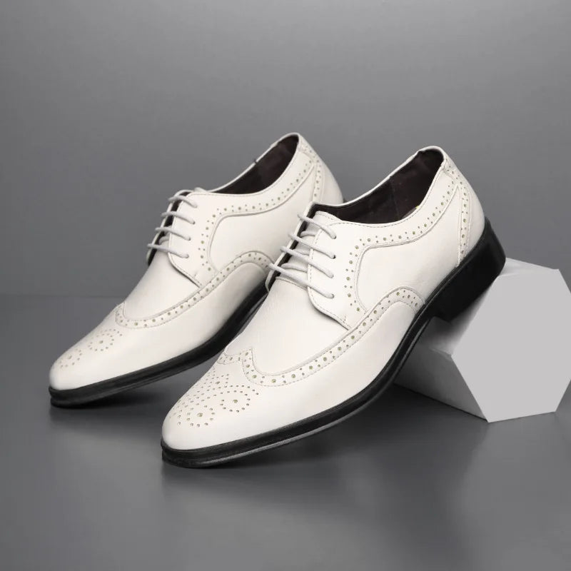 Handcrafted Men’s Oxford Shoes Genuine Leather Brogue Classic Business Formal Dress Shoes