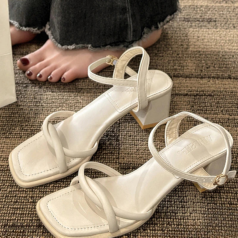2024 Summer Retro Chunky Non-slip Sandals, 5cm Heels, Beach Style
