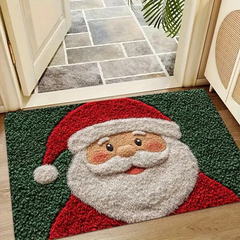Christmas Door Mat – Gingerbread & Santa Holiday Foot Mat