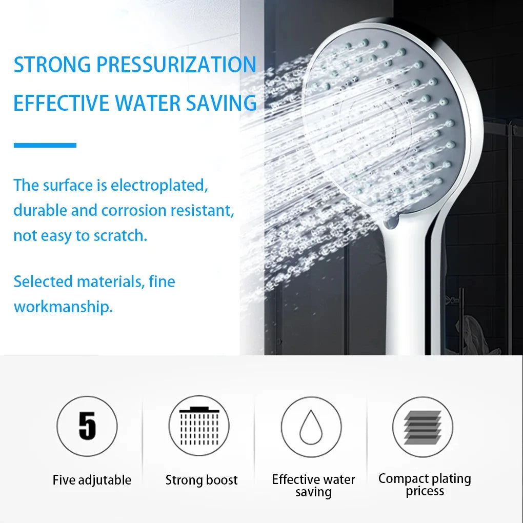 Bathroom Handheld Shower Head – 5-Mode Water-Saving SPA Sprayer