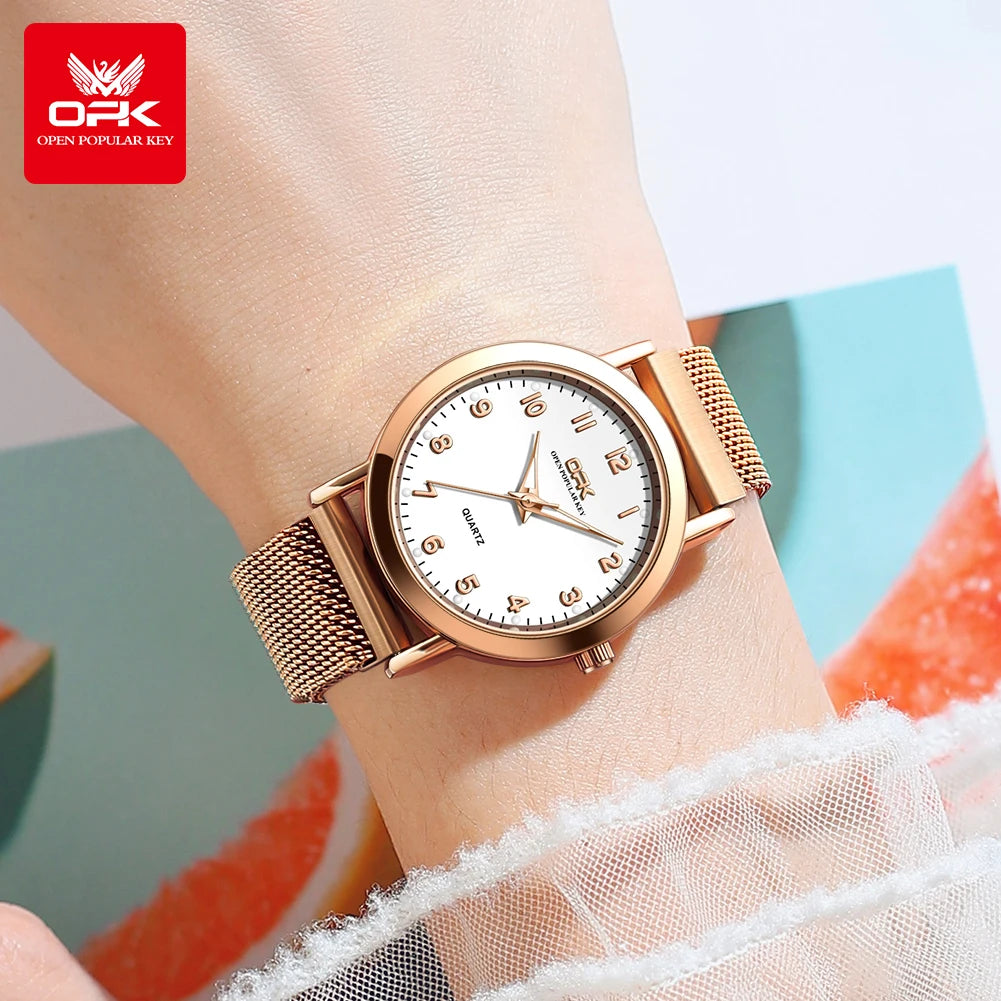 OPK 8115 Women’s Stainless Steel Mesh Water Resistant  (3 Bar) Watch
