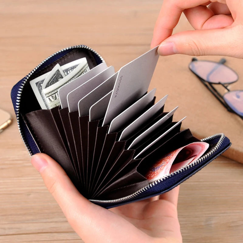 PU Leather Credit Card Holder Wallet – Small RFID Card Purse for Men & Women