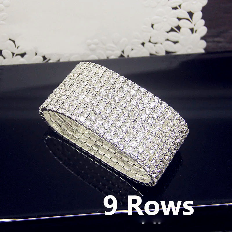 Luxury White AAA CZ Zircon Crystal Elastic Bracelet – Bling Iced Out Rhinestone Women’s Wedding Jewelry