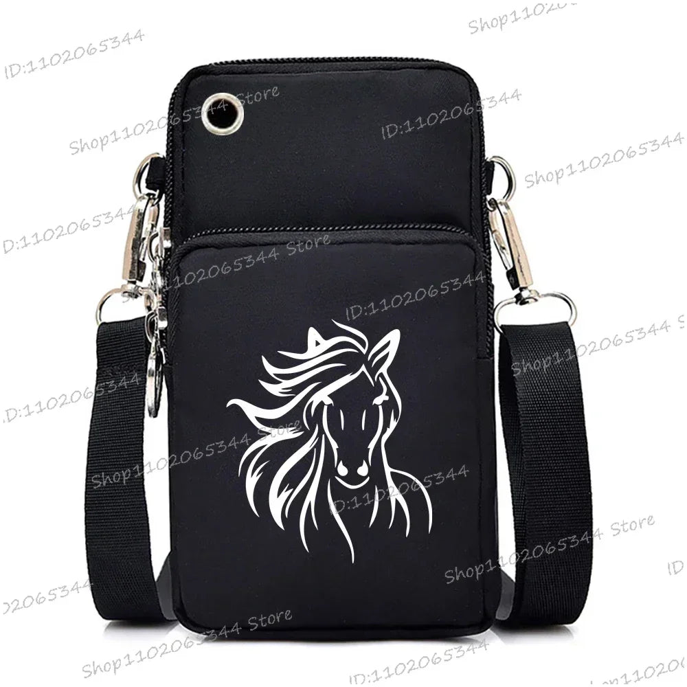Fashion Mini Phone Bag Horse Print Crossbody for Women, Aesthetic Shoulder Bag
