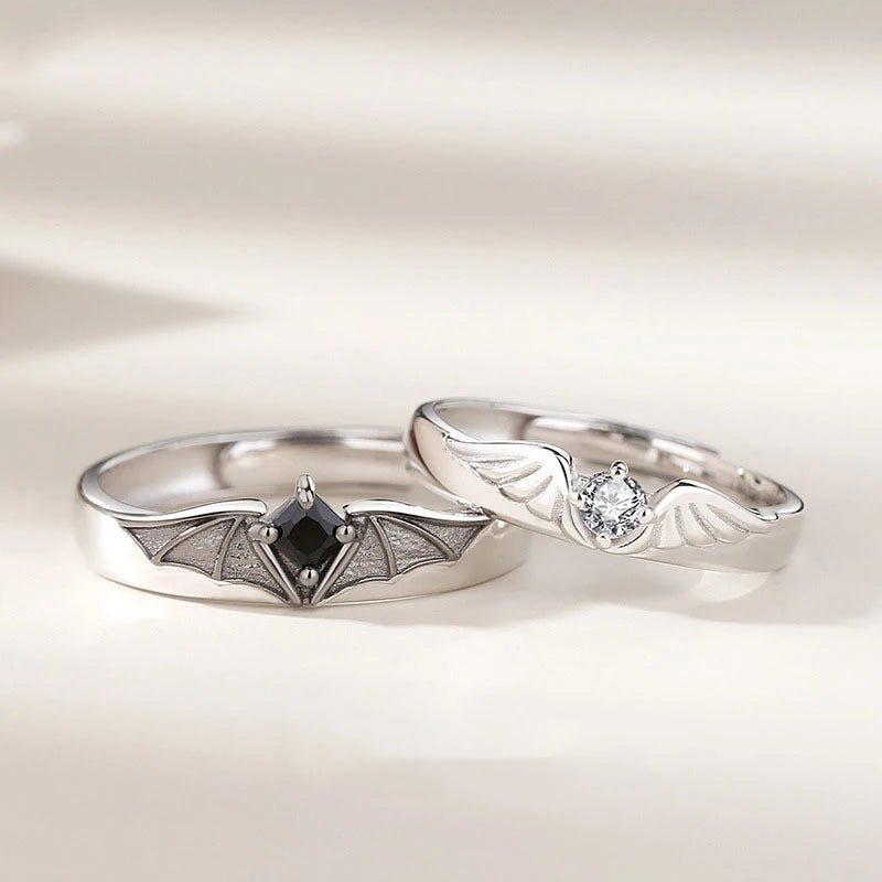 New Silver Sun & Moon Adjustable Couple Rings – Unisex Wedding Jewelry