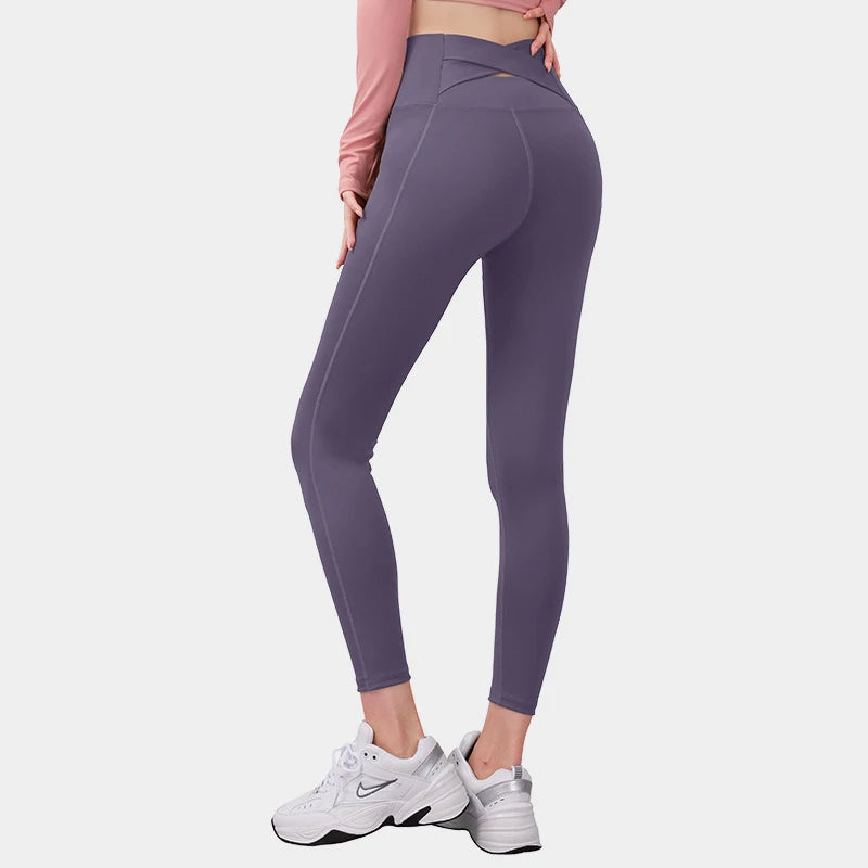 High-Waist Cross Back Seamless Yoga Leggings