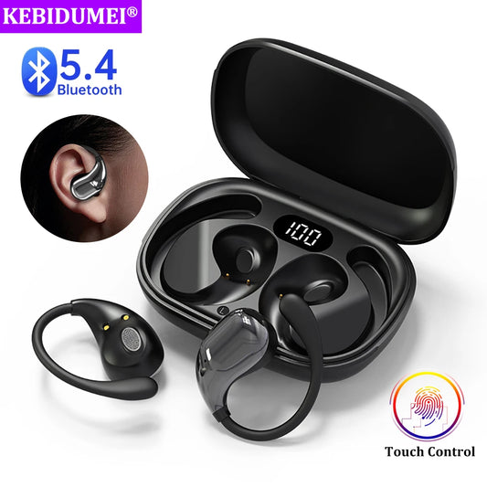 Bluetooth 5.4 TWS Ear Hook Earphones – HiFi, Waterproof, Touch Control