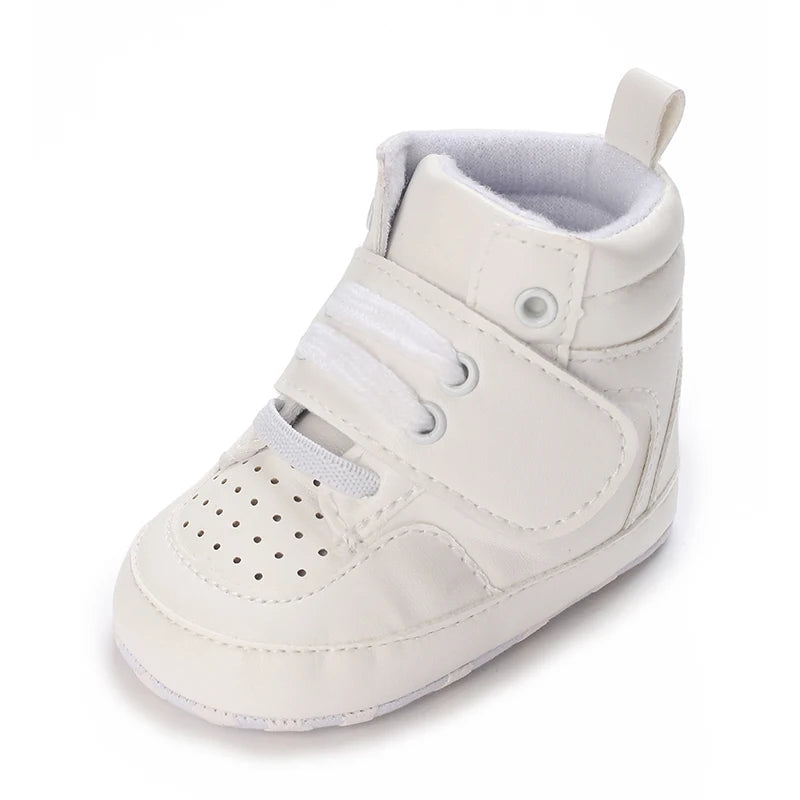 White Soft-Soled Baby Sneakers — Non-Slip Prewalkers for Infant Boys & Girls, Spring Baptism