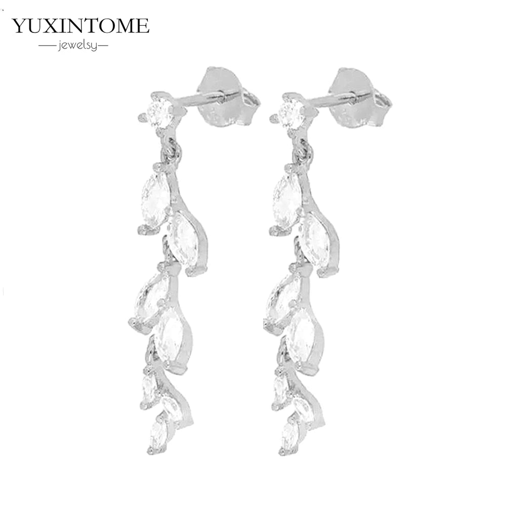 925 Sterling Silver White Zircon Tassel Hoop Earrings — Women’s Luxury Korean Fashion Jewelry 2025