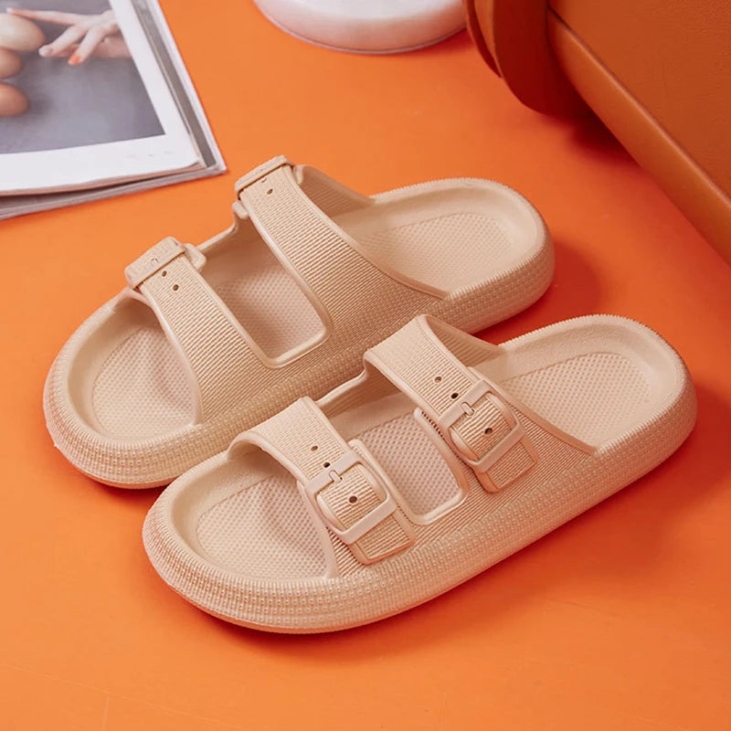 Men’s Summer Platform Sandals – Soft Sole, Adjustable Buckle, Non-Slip Flip Flops for Home & Beach Comfort