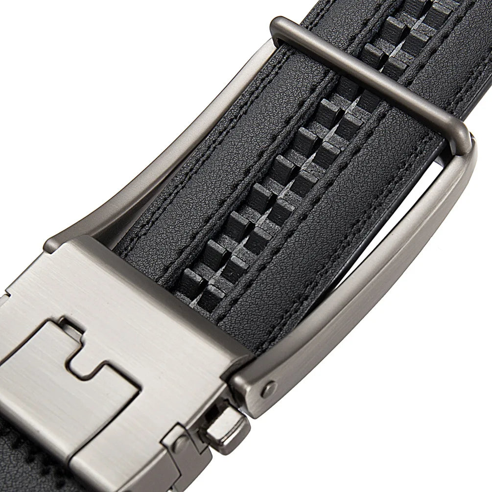 Luxury Men's Leather Belt – Business Styles Look( with pin buckle-Automatic and Adjustable for sleek and versatile look )
