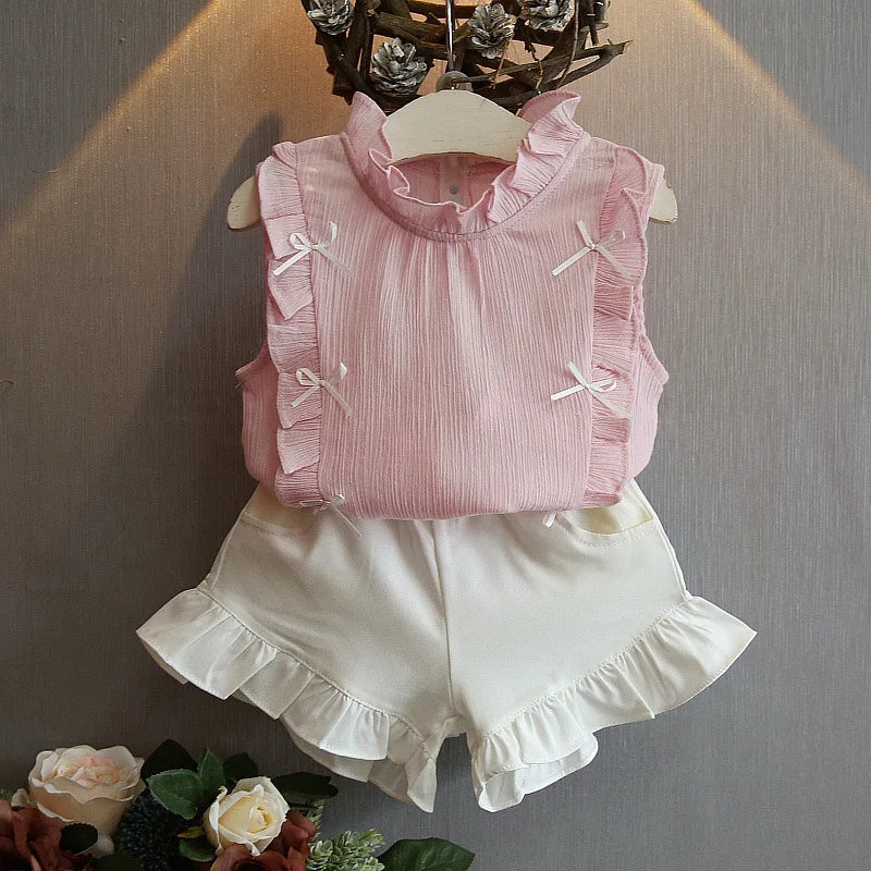 Toddler Girl Summer Outfit – Printed T-Shirt & Shorts Set (0–5 Years)