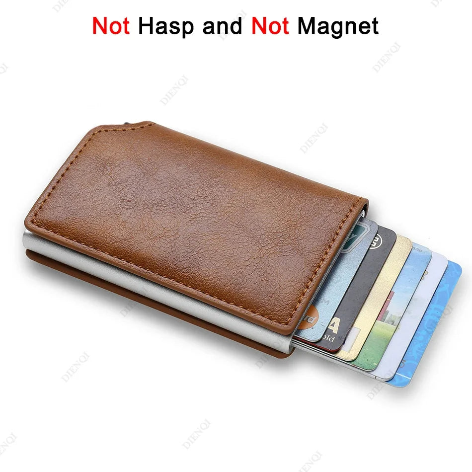 Men's RFID Wallet – Slim Carbon Fiber Anti-Theft Cardholder, Pop-Up Design, Black.