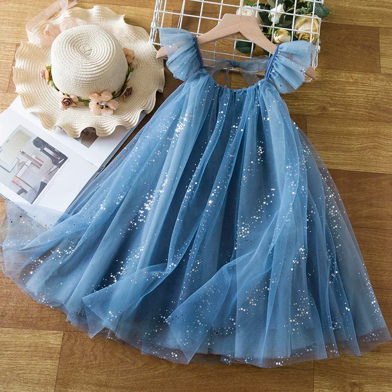 2025 Summer Girls Sequin Princess Dress for 3–8Y