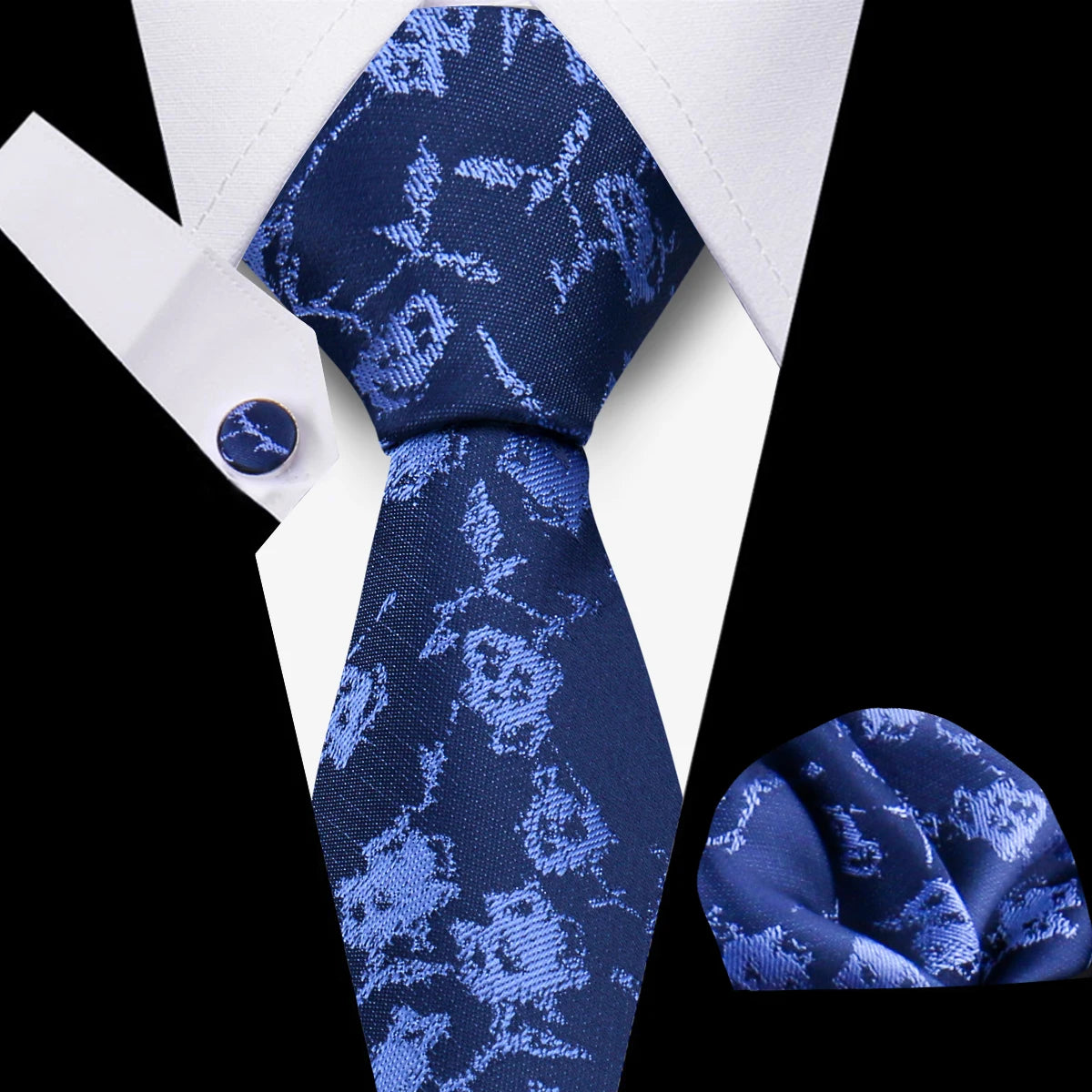 Classic Men’s Tie Set Plaid Necktie with Pocket Square & Cufflinks Business Wedding Gift Accessories
