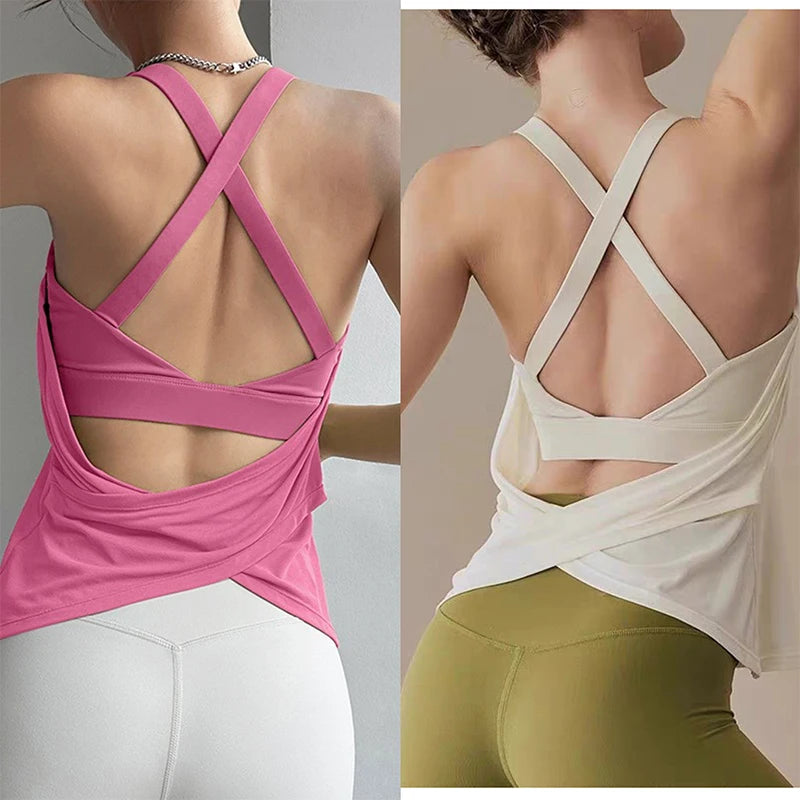 Women’s Two-Piece Sports Top – Shockproof Yoga & Running Vest