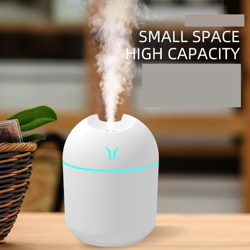 250ML USB Mini Air Humidifier & Essential Oil Diffuser – Ultrasonic Quiet Mist Maker with LED Color Lamp for Home & Car