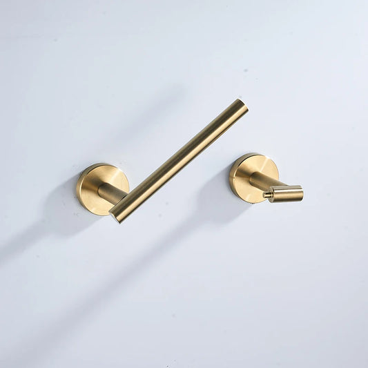 Golden Stainless Steel Toilet Paper Holder – Wall-Mounted Bathroom Tissue Rack