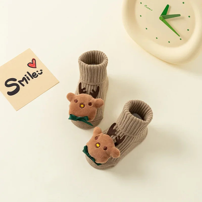 Newborn Baby Non-Slip Winter Socks – 3D Cartoon Toddler Socks (0-1y)