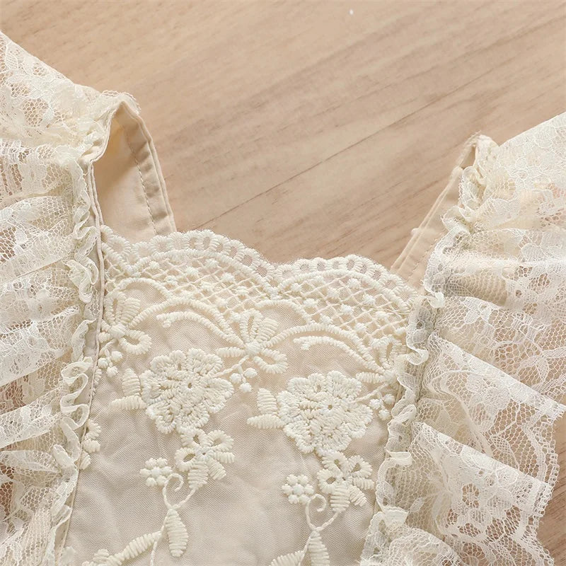 Baby Summer Romper – Newborn to 24M, Ruffle Sleeve & Lace Tutu Dress